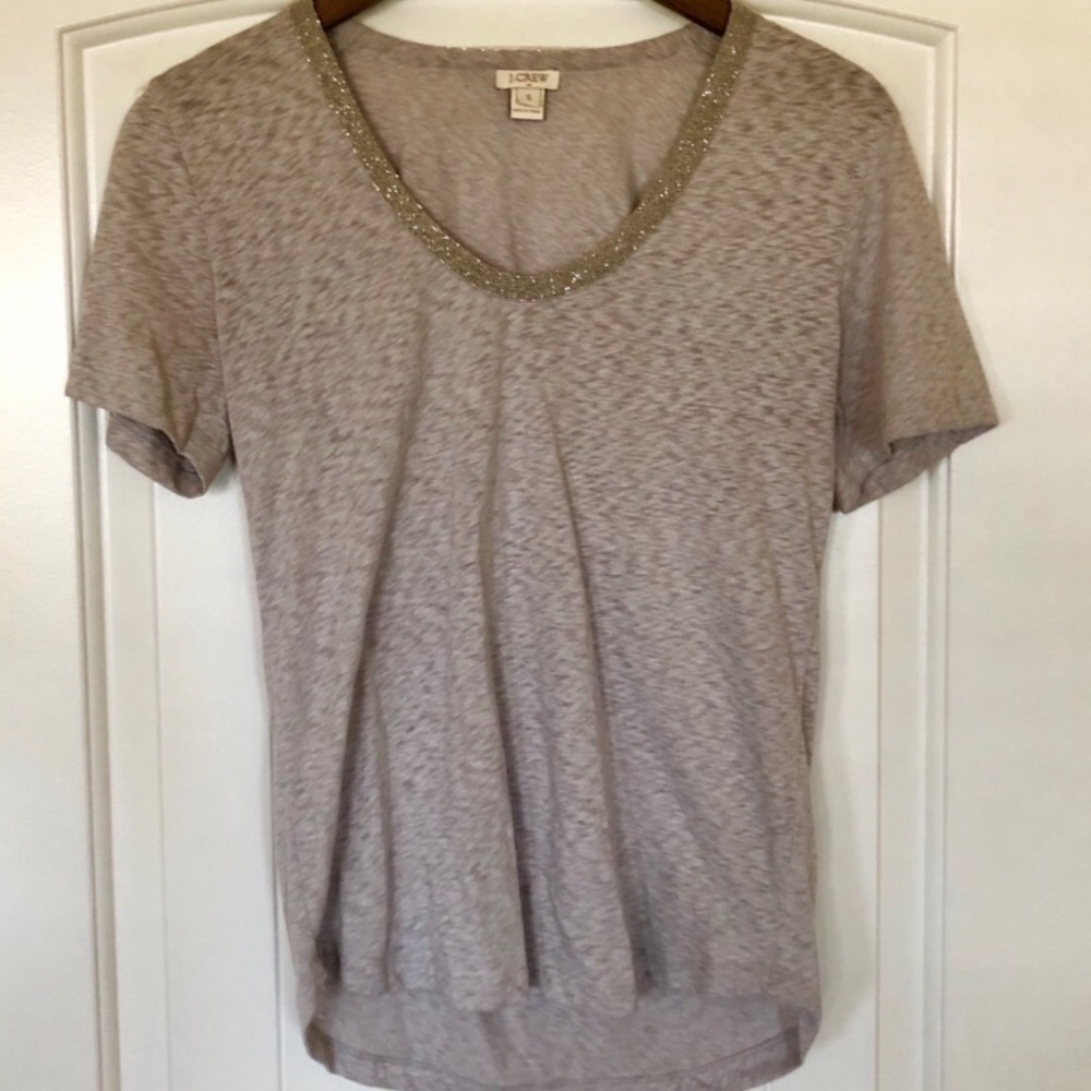 J Crew embellished scoop neck top
